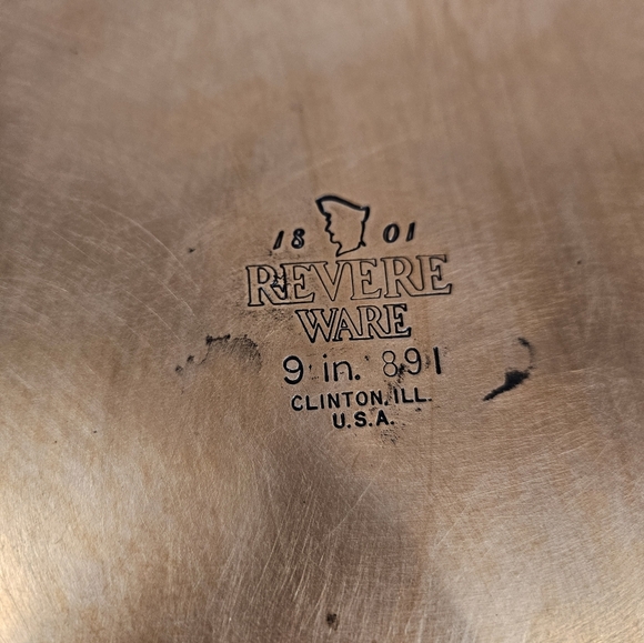 Vintage Revere Ware 9" Copper Clad Bottom Frying Pan Sautee Pan Made in USA - Picture 7 of 8
